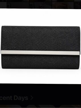 Black Sparkle Evening Clutch with Silver Bar